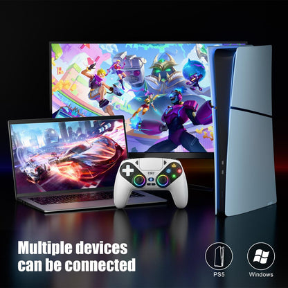 Wireless Gaming Controller Pro for PS5 with LED RGB Light– Compatible with Playstation 5,Dual Vibration, Motion Sensing, Programmable Buttons & 1000mAh Fast-Charging Battery