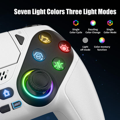 Wireless Gaming Controller Pro for PS5 with LED RGB Light– Compatible with Playstation 5,Dual Vibration, Motion Sensing, Programmable Buttons & 1000mAh Fast-Charging Battery