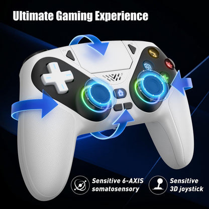 Wireless Gaming Controller Pro for PS5 with LED RGB Light– Compatible with Playstation 5,Dual Vibration, Motion Sensing, Programmable Buttons & 1000mAh Fast-Charging Battery